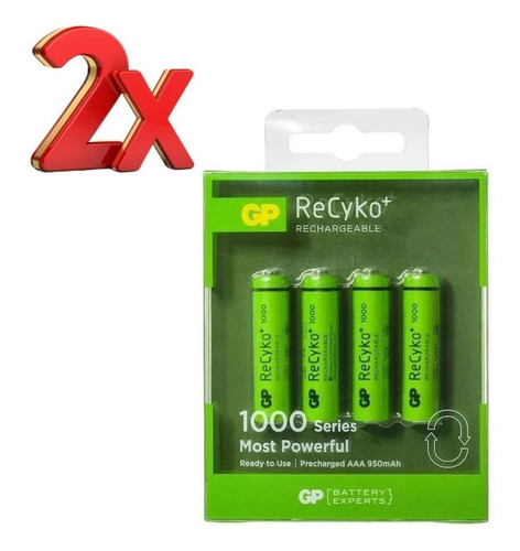 2x Blister 4 Pilas Recargables Aaa Gp Gp1014100bl40u 1000mah