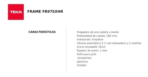 Tarja Frame De Acero Inoxidable Para Empotrar 40180530 Teka