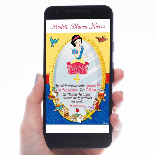 Invitación Digital Blanca Nieves Personalizada + Regalo