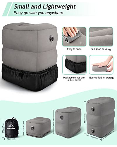 Jefdiee Almohada Reposapiés Inflable De Viaje, Para Niños