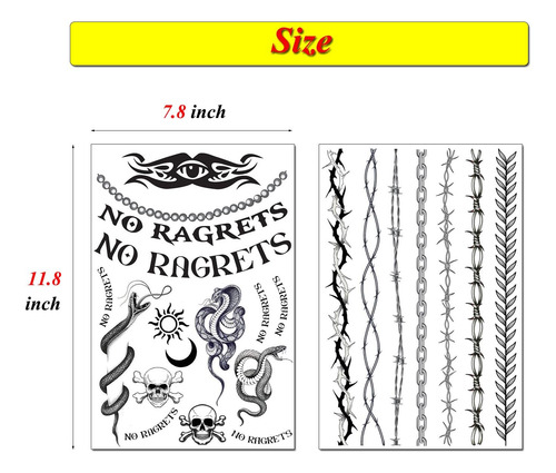 Láminas De Alambre De Púas Para Tatuajes Temporales, En Form