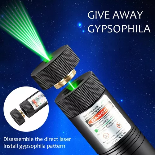 Puntero láser verde de alta potencia recargable de largo alcance, bolígrafo  puntero láser con tapa de estrella ajustable adecuada, linterna láser para