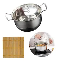 Comprar Olla Acero Inoxidable Asas Tapa Vidrio 22cm Cocina Bazar