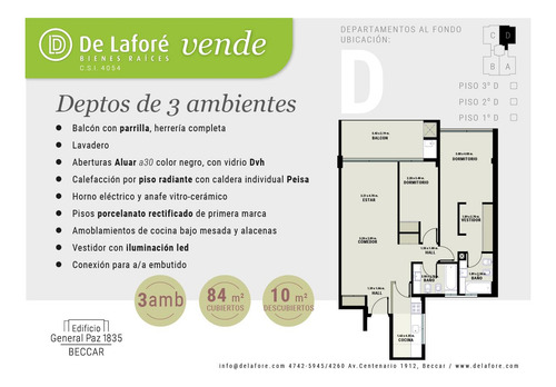 Venta - Departamento 3 Ambientes A Estrenar En Beccar - 3° A