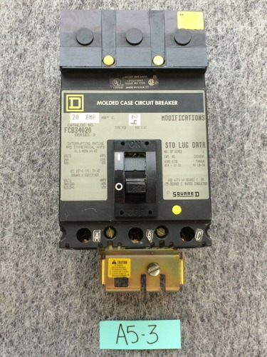 Square D Fc Fcb Fcb34020 3 Pole 20 Amp 480v Circuit Breake (Reacondicionado)