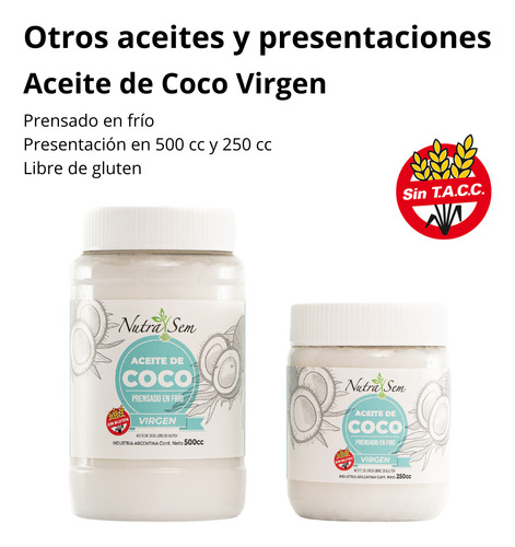 Aceite De Coco Virgen Nutrasem X 250cc