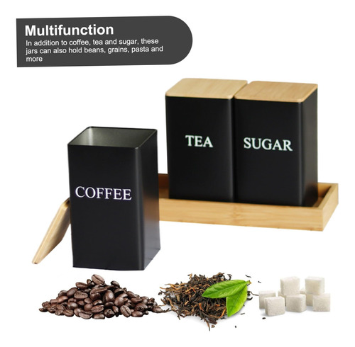 Juego 3 Botes Lata De Té Creativa Y Sencilla Con Tapa Bambú
