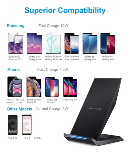 Imagen 6 de 10 de Cargador Inalambrico Qi Y Base Universal Samsung iPhone Etc