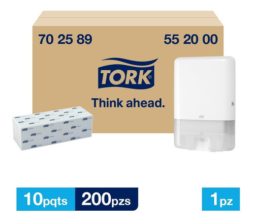 Tork Dispensador Maxi + Interdoblada Univ Hd 10 Paq / 200 Pz