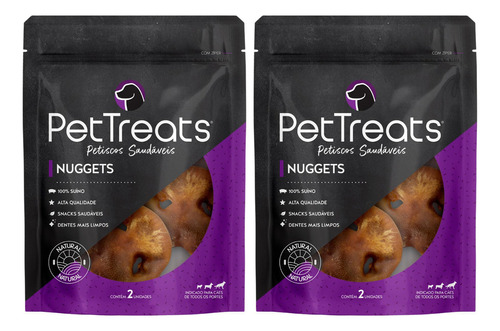 Petisco Cachorro Natural Kit 2 Nuggets Saudável Pettreats