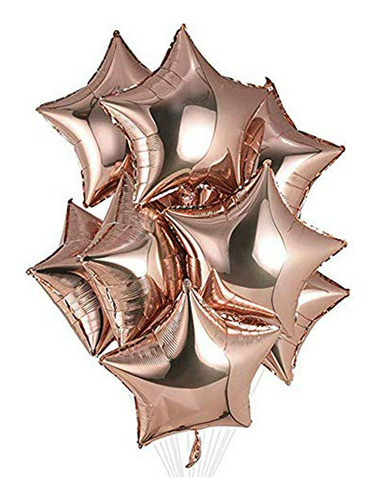 Globos Foil Estrella Oro Rosa, 20 Uds