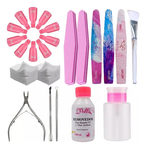 Kit Removedor Uv Esmalte Semipermanente Broches Wippes Limas