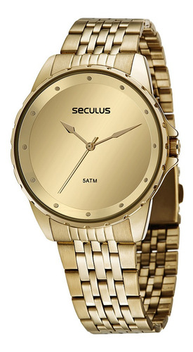 Relógio Seculus Dourado Feminino Espelhado 77131lpsvds1