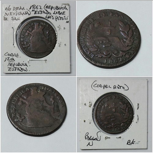 1/4 De Real, Moneda De Colección, San Luis Potosí  1862. 