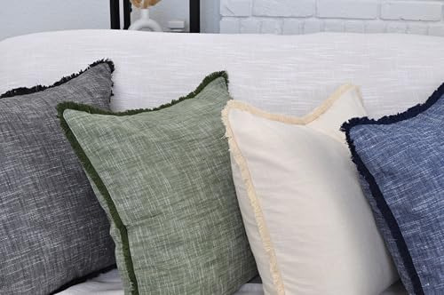 Funda De Almohada De Algodón Orgánico Con Borlas, Cubierta D