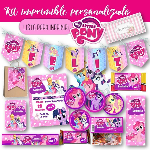 Kit Imprimible Mi Pequeño Pony Mod.1 Personalizado Candy Bar