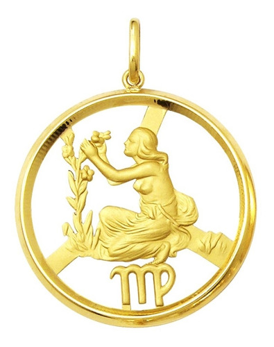 Medalha Zodiaco Signo Virgem 100% Ouro 18k Grande K400