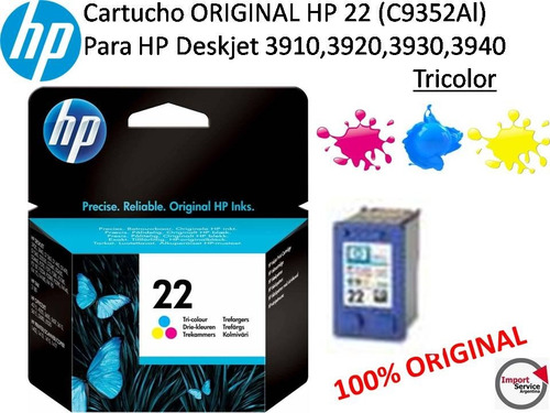 Imagen 1 de 5 de Cartucho Original Hp 22 (c9352al) Para Deskjet / Tricolor