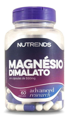 Magnésio Dimalato 550mg - 60caps - Nutrends Sabor Sem Sabor
