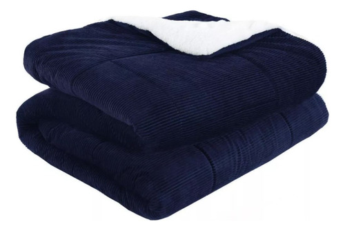 Cubrecama Sherpa 2 Plazas Termico Textura Suave Calido Home Color Azul