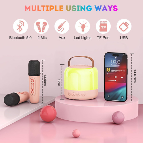 Máquina De Karaoke Portátil Para Niños Y Adultos Con Luces L