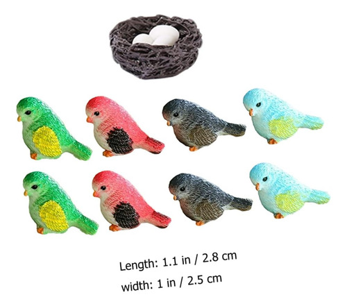 1 Juego De Figuras De Pájaros En Miniatura Con Pequeño Nido