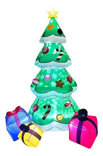 * Árbol De Navidad Inflable Papá Noel Con Luces Led 2.1 M