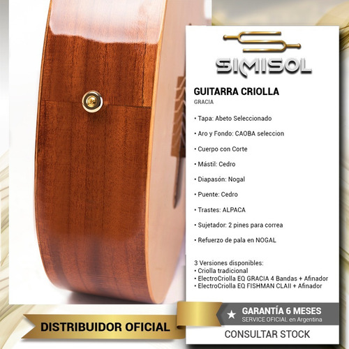 Imagen 3 de 7 de Guitarra Criolla Gracia G10 Clasica Con Corte + Funda