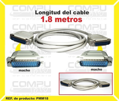 Cable Paralelo 25 Pin Macho 1.8m Ref: Pmm18 Computoys Sas