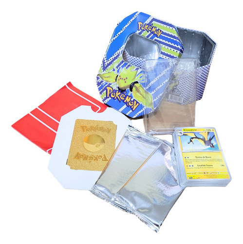 Lata Cartas Pokemon Tablero Acrilico Metalizada 40 Cartas