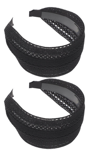 Diadema Ancha Negra Vintage, Grande, De Malla H, 2 Unidades