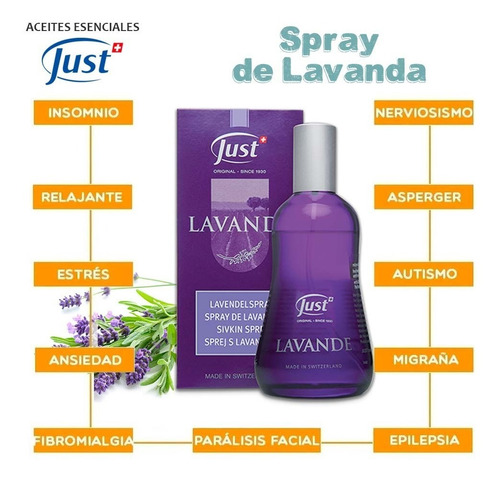 Imagen 4 de 8 de Spray De Lavanda Swiss Just 100ml Original Y Sellado