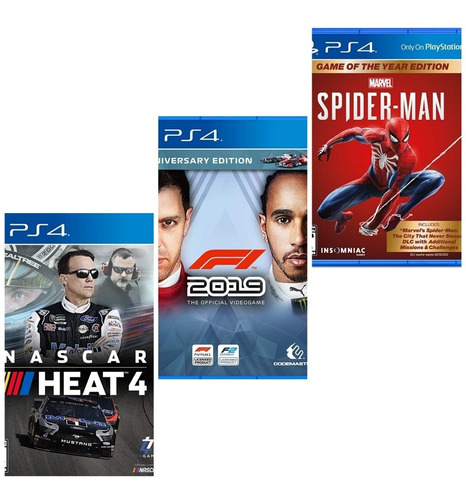 Juegos Play 4, Nascar Heat 4, Formula 1 2019 Y Spider Man