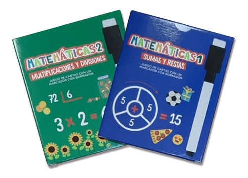 Combo De Cartas Didácticas Matemáticas 1 Y 2 Barco De Papel