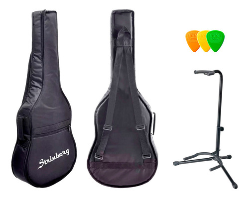 Bag Almofadada Strinberg P/ Violão C/ Suporte Chão Mxt Mx-31 Cor Preto