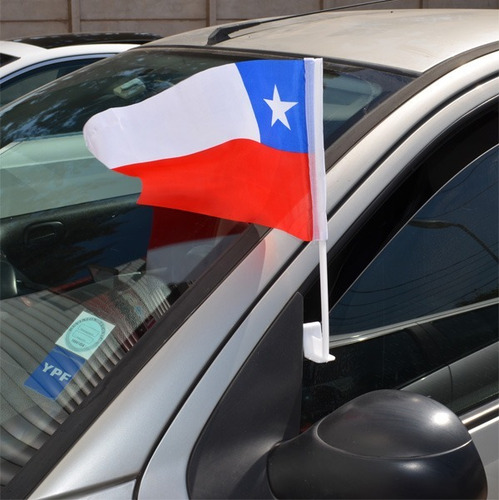 Bandera Chile Para Carro De 41cm Alto Plastico Fiesta