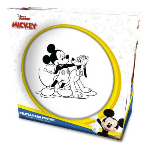 Pelota Mickey Coloreable Con 5 Lapices De Colores Disney
