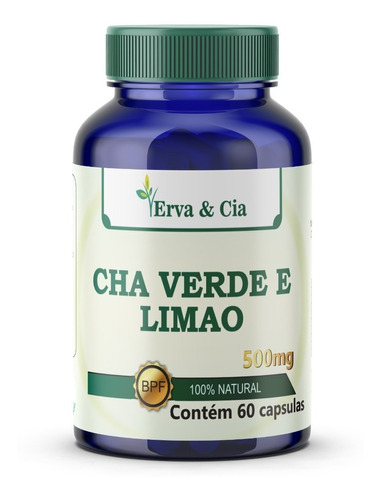 Chá Verde E Limão Antioxidante 720 Capsulas 500mg 12 Frascos