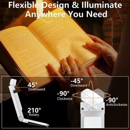 Luz Led Lectura Lampara Libros Clip Recargable Linterna