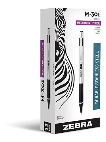 Zebra M-301 De Acero Inoxidable Lápiz Mecánico, Tamaño 0.5mm