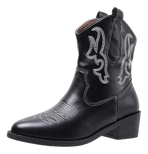 Botas De Caucho Para Mujer Con Salto Bloco Bordado [u]