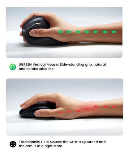 Mouse Vertical Inalambrico 4000dpi 6 Botones Ergonomico