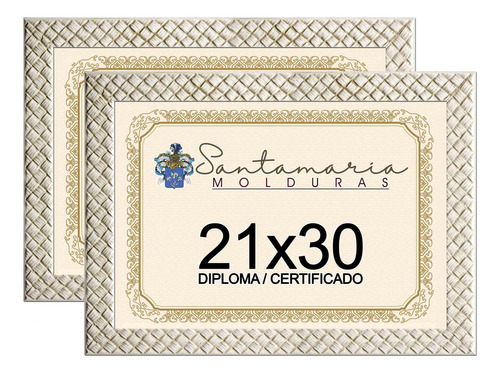 Kit 2 Molduras Diploma A4 21x30 3cm Relevo Bege