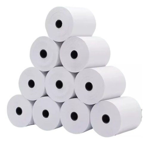 10 Rollos Papel Termico 80x80mm 59grs Color Blanco