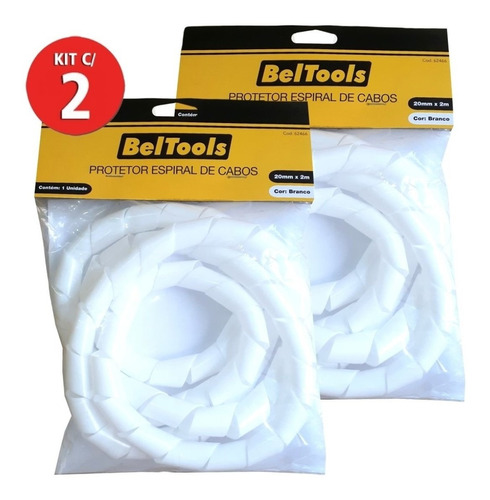 Kit 2 Protetor Cabos Espiral 20mm X 2 M Branco Beltools