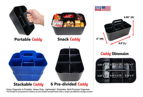Organizador De Plástico Apilable Con Asa 6 Compartimentos Pa