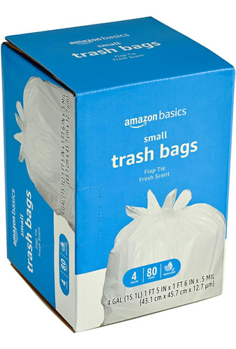 Sacos De Lixo Amazon Basics De 4 Galões, Gravatas Com Aba, P