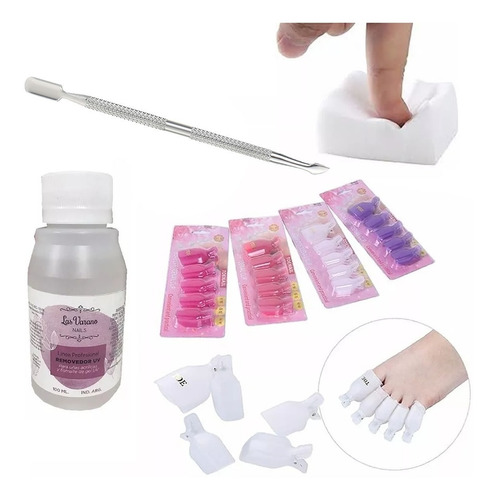 Kit Removedor Uv Broches Toallitas Uñas Pies Manos Economico