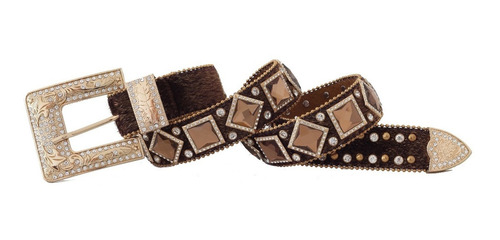 Imagem 2 de 5 de Cinto Feminino Country Com Pedrarias E Strass