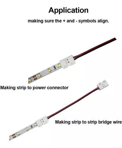 30 conectores de tira de luz LED sin soldadura, conector de tira LED de 2  pines de 0.315 in, cable para tiras de luces LED de un solo color de 5 V,  12